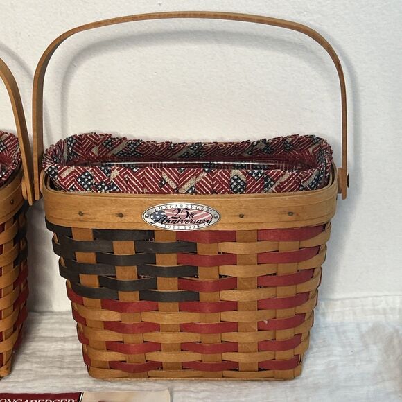 Longaberger 1998 Collector Club 25th Anniversary American Flag Baskets Set of 2 - Picture 2 of 12